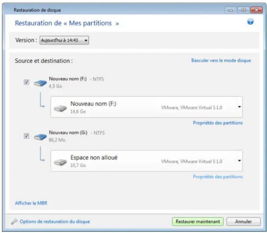 ACRONIS True Image 2014 - Comment restaurer plusieurs partitions en même temps - 7