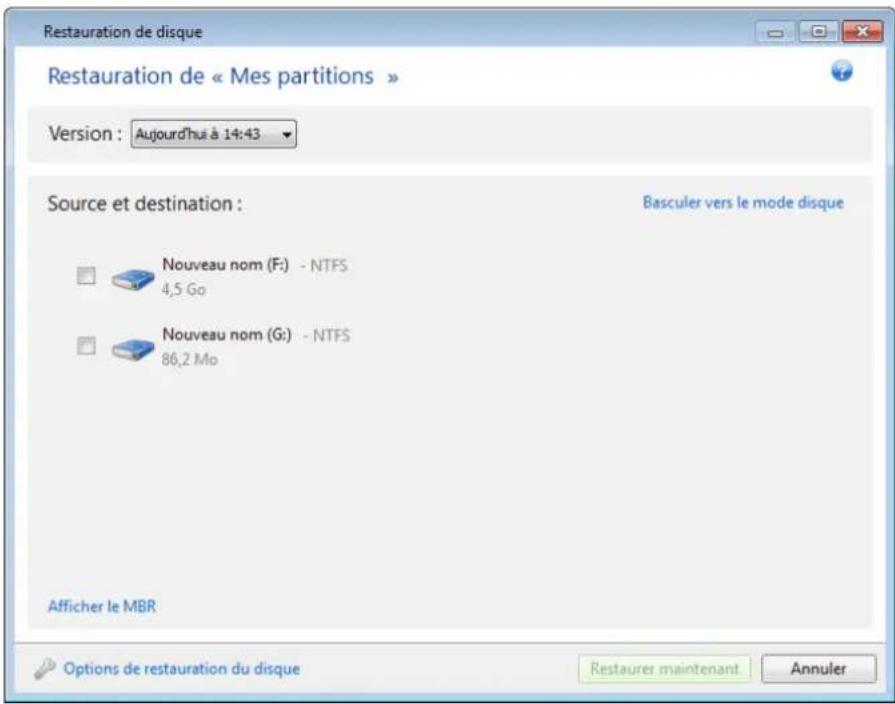 ACRONIS True Image 2014 - Comment restaurer plusieurs partitions en même temps - 1