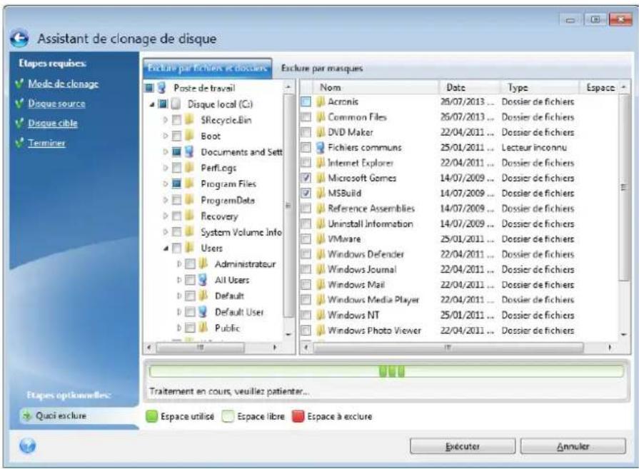 ACRONIS True Image 2014 - Exclure des éléments du clonage - 1