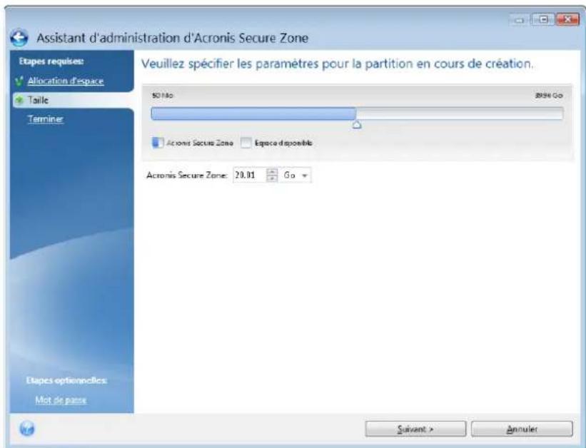 ACRONIS True Image 2014 - Taille d'Acronis Secure Zone - 1