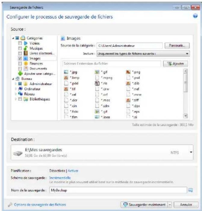 ACRONIS True Image 2014 - Catégories de données - 1