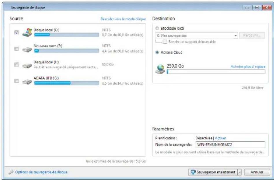 ACRONIS True Image 2014 - Pour sauvegarder des partitions et des disques sur Acronis Cloud : - 1