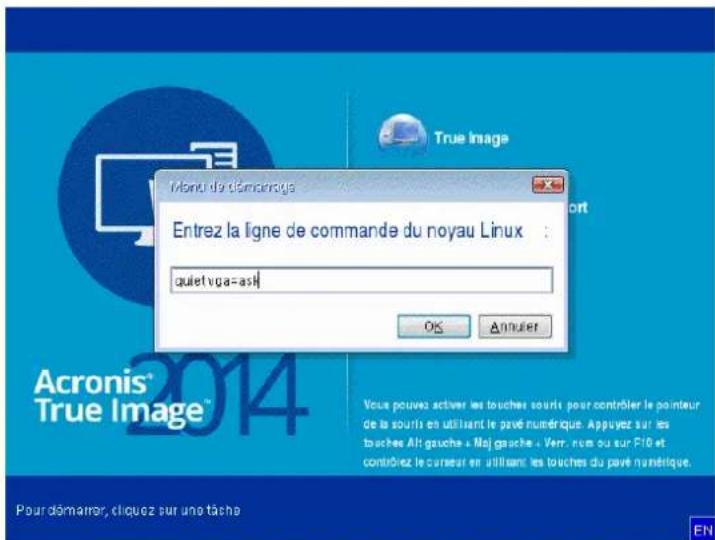 ACRONIS True Image 2014 - Sélection du mode video lors du démarrage effectué à partir du support de secours - 1