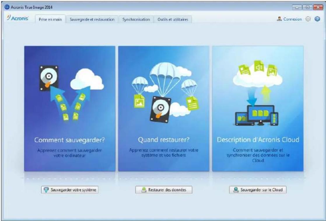 ACRONIS True Image 2014 - Onglet Pour démarrer - 1