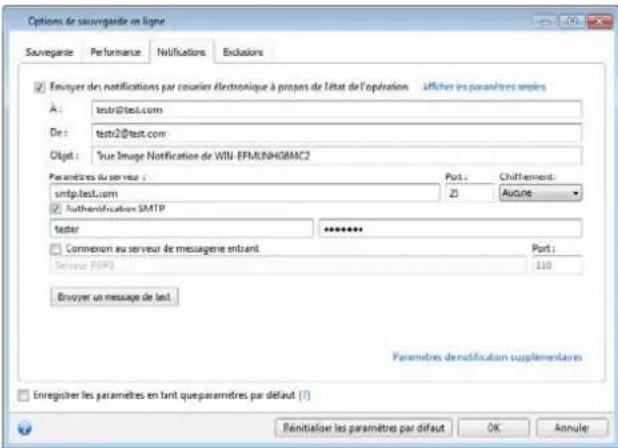 ACRONIS True Image 2014 - Pour configurer les notifications par courrier électronique : - 1