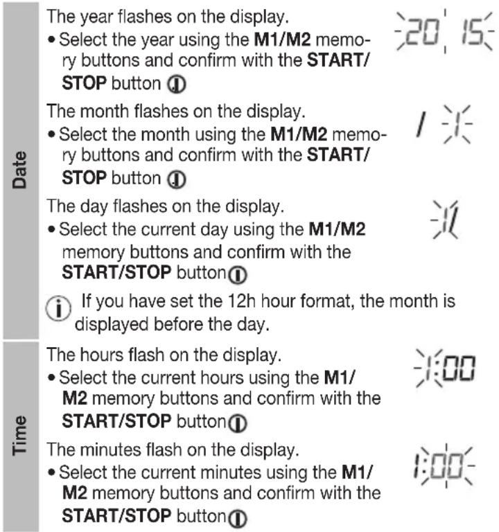SANITAS SBM 37 - Press and hold the START/STOP button for 5 seconds. - 2