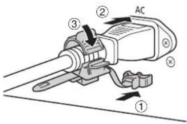 CANON DPV2420 - Installation de l'attache de cordon d'alimentation HC-01 (fourni) - 1