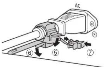 CANON DPV2420 - Installation de l'attache de cordon d'alimentation HC-01 (fourni) - 2