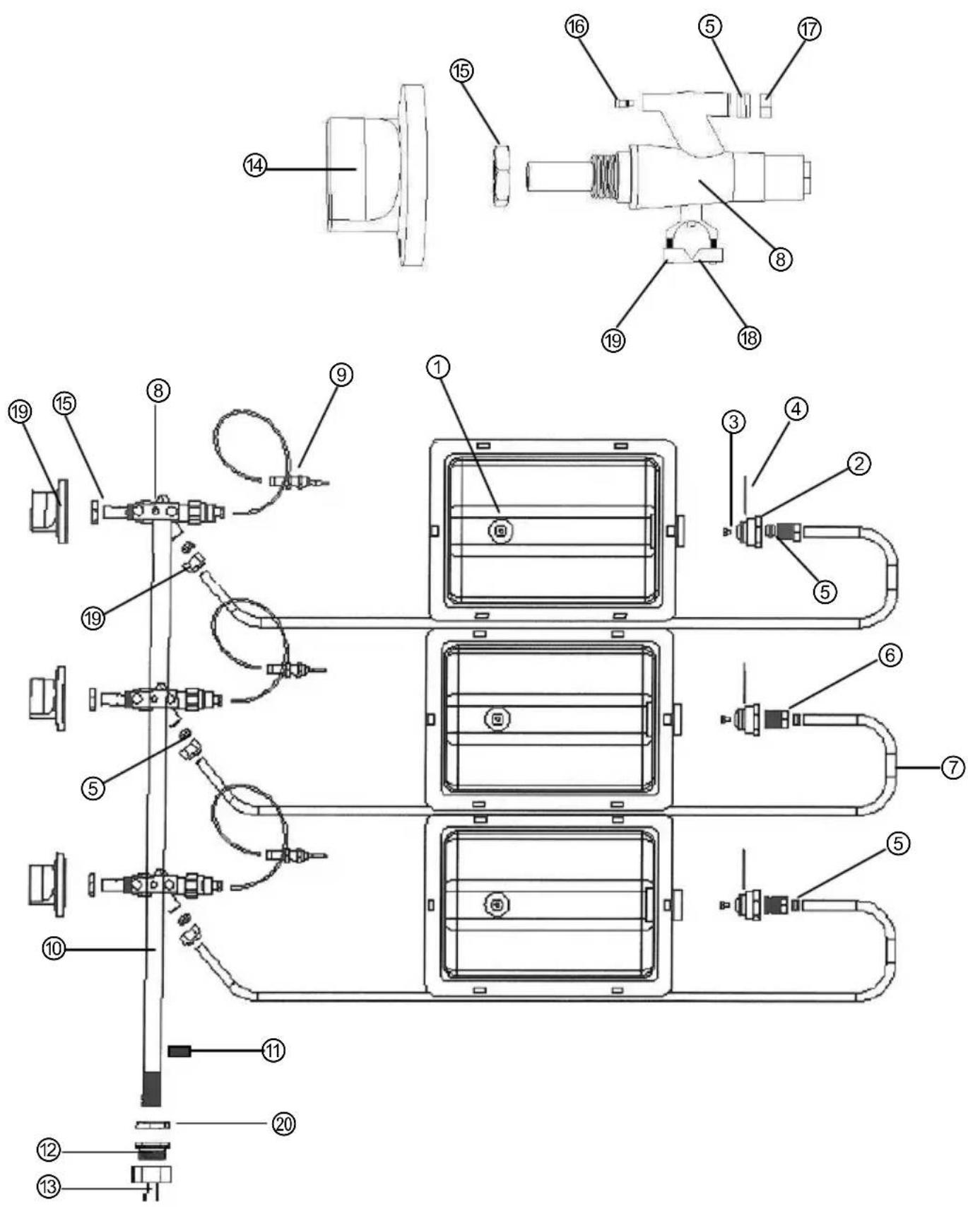 BARTSCHER 3702303 - Schema des Gassystems - 1