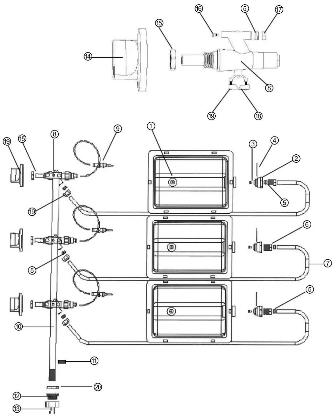 BARTSCHER 3702303 - Schéma du circuit de gaz - 1