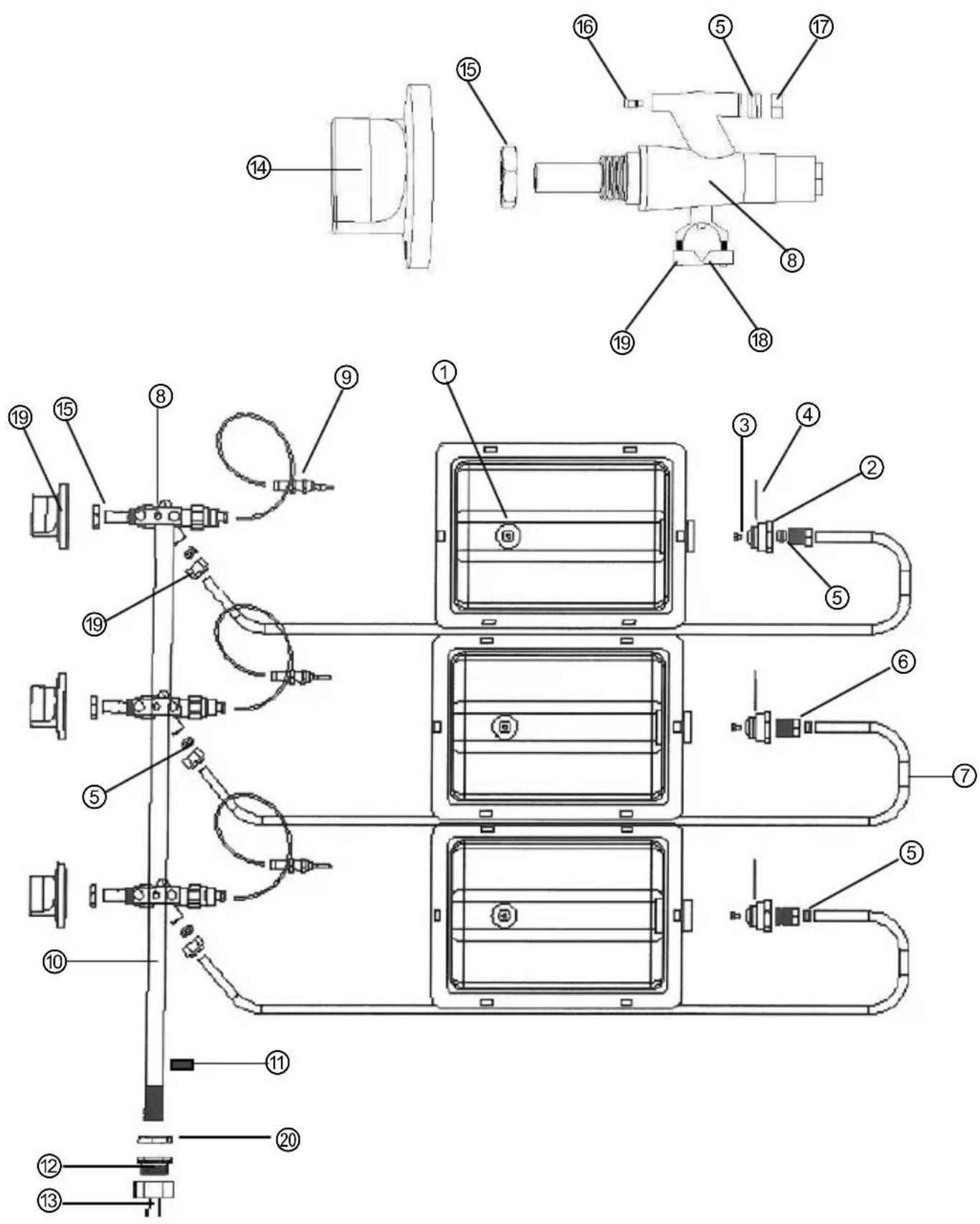 BARTSCHER 3702303 - Schemat układu gazowego - 1