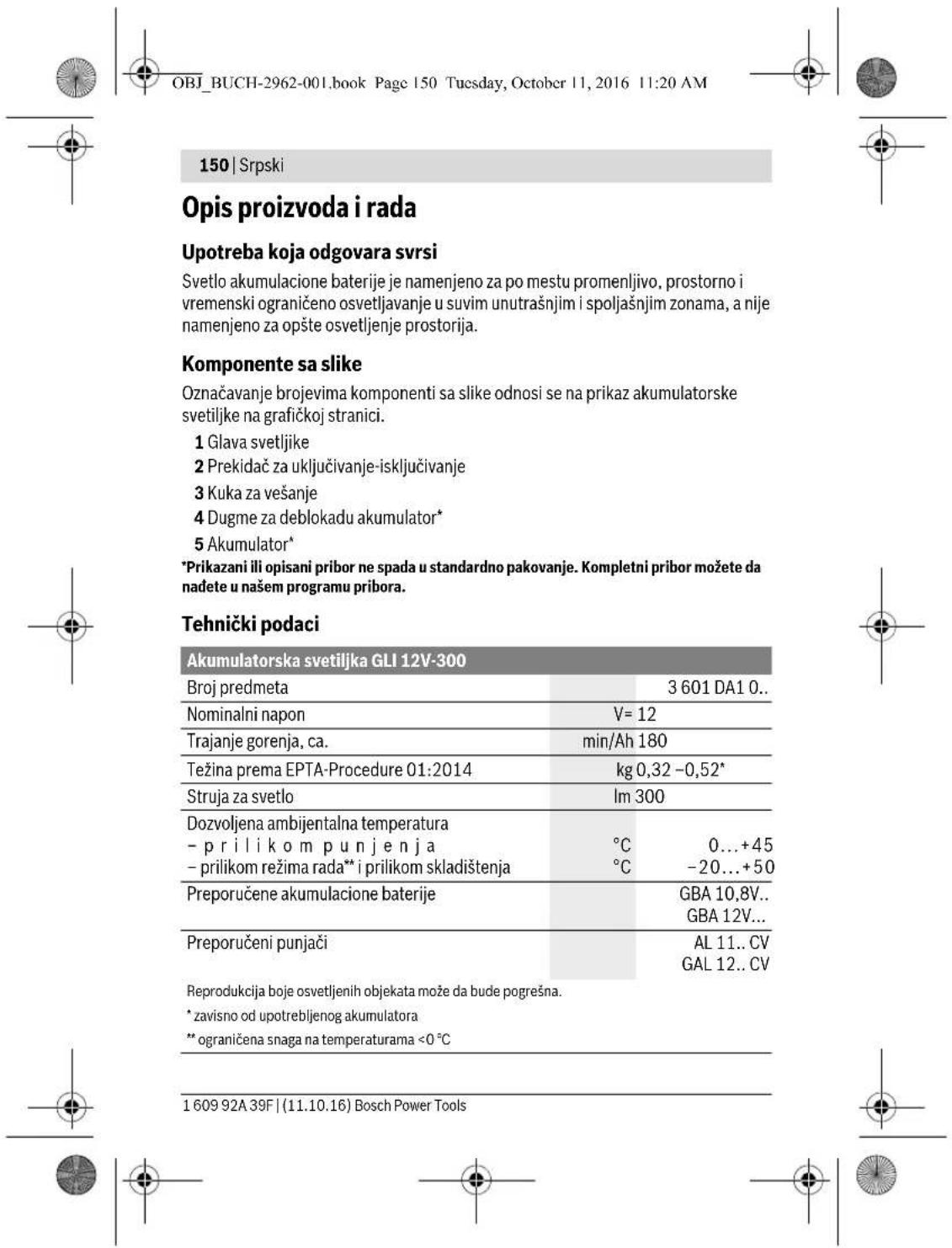 BOSCH GLI 12V300 Professional - Sigurnosna uputstva za akku-svetiliku - 10
