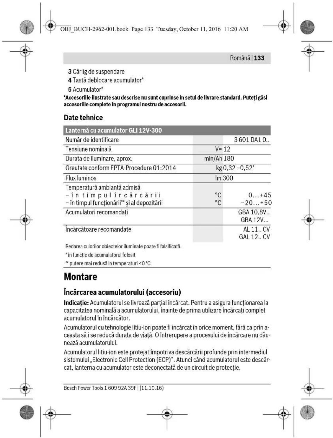 BOSCH GLI 12V300 Professional - Instructiuni de siguranta pentru lampi cu accumulator - 10