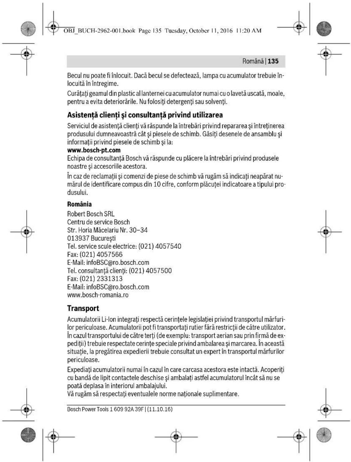 BOSCH GLI 12V300 Professional - Instructiuni de siguranta pentru lampi cu accumulator - 12