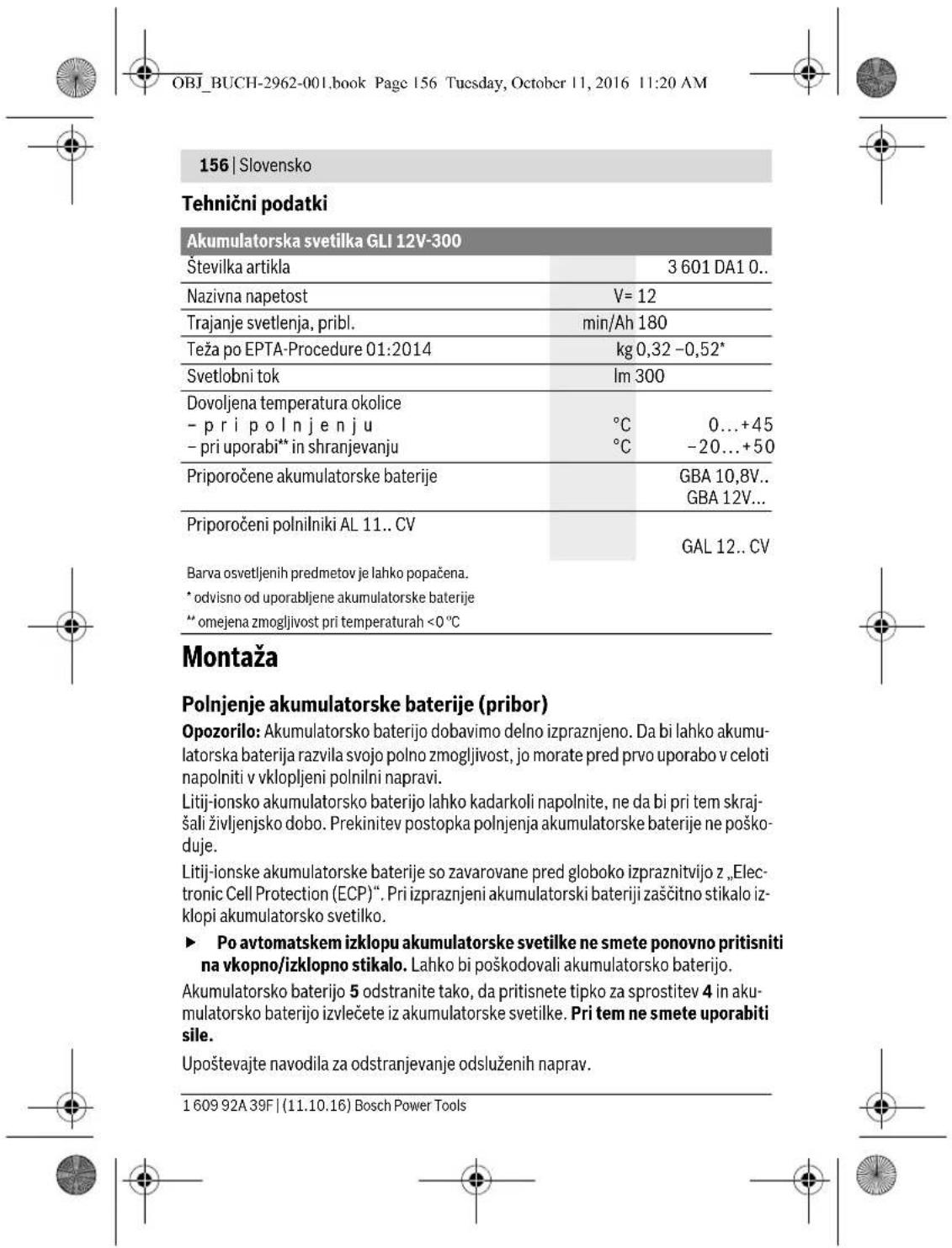 BOSCH GLI 12V300 Professional - Sigurnosna uputstva za akku-svetiliku - 16