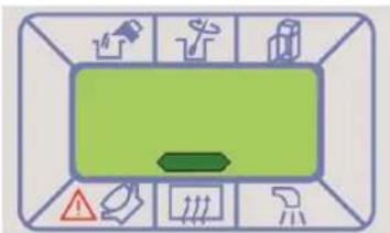 Control panel interface with icons for safety symbols and warning labels