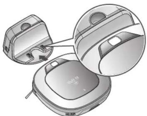 LG HomBot VR9624PR - Upon a voice message, "Battery is low. Please move HOM-BOT onto the home station to charge." - 1