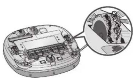 LG HomBot VR9624PR - Előfordulhat, hogy a következő hangüzenetet hallja:"Please remove any foreign material on the left/right wheel." - 1