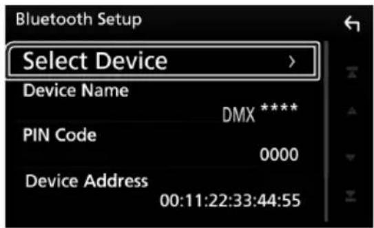 KENWOOD DMX7018DABS - Touch [Select Device] in the Bluetooth SETUP screen. - 1