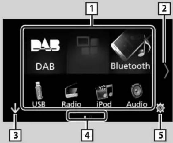 KENWOOD DMX7018DABS - Source selection screen descriptions - 1