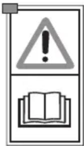 Warning symbol with exclamation mark and open book icon, commonly used to indicate educational or operational hazard.
