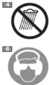 Two safety symbols: a no-smoking pictogram and a protective helmet with a shield.