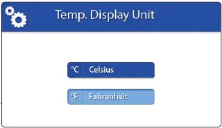 Luvion Prestige Touch 2 - MENU>SETTINGSTEMPERATUREDISPLAY UNIT - 1
