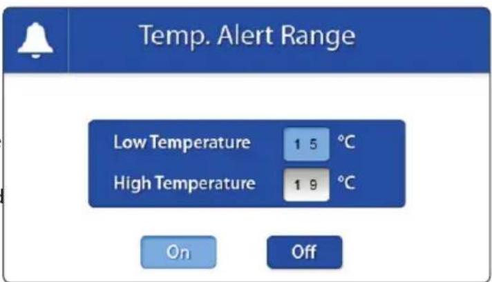 Luvion Prestige Touch 2 - MENU>SETTINGSTEMP.ALERTRANG - 1