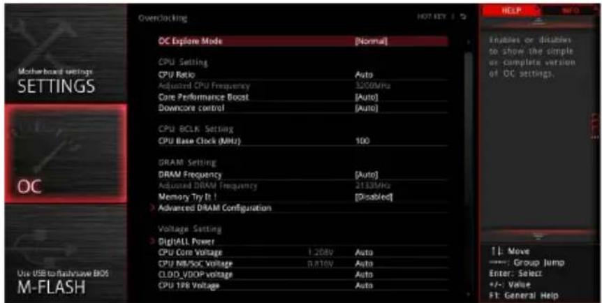MSI X470 Gaming Plus - OC Menu - 1