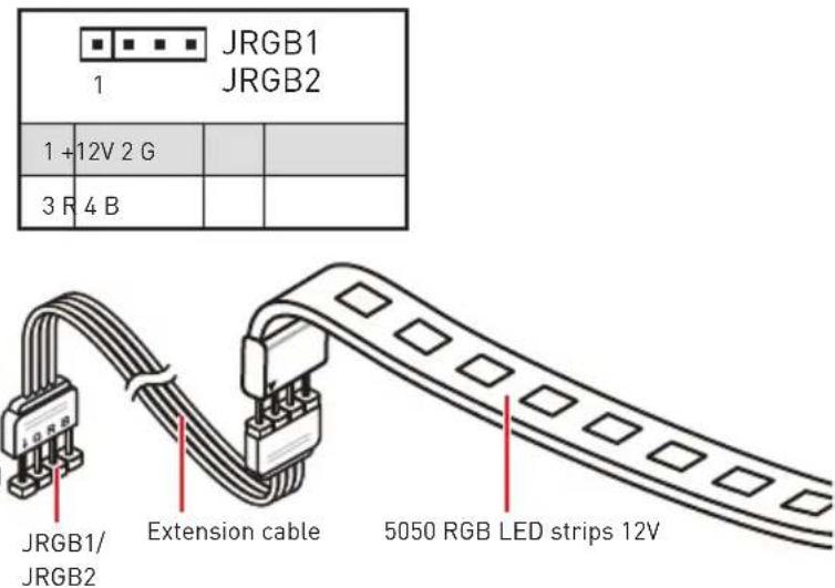 MSI X470 Gaming Plus - JRGB1, JRGB2: RGB LED Connectors - 2
