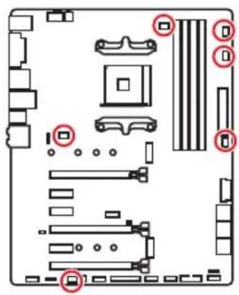 MSI X470 Gaming Plus - CPU_FAN1, PUMP_FAN1, SYS_FAN1~4: Fan Connectors - 1