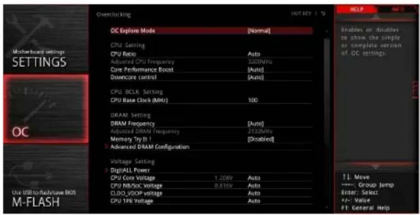 MSI X470 Gaming Plus - OC Menu - 1