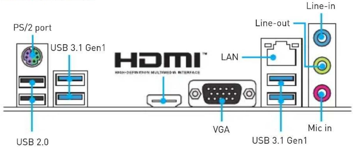 MSI B250M PROVH - Rear I/O Panel - 1