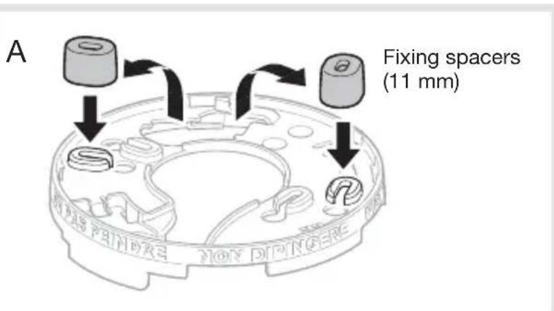 HAGER TG501AL - Optional locking of the detector on the mounting base (Fig B). - 1