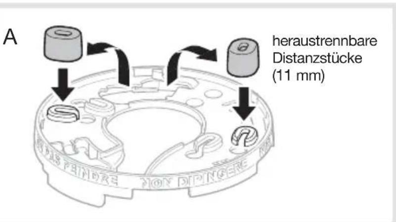 HAGER TG501AL - Option: Entnahmeschutz zum Verriegeln des Rauchwammelders an der Montageplatte (Abb. B) - 1