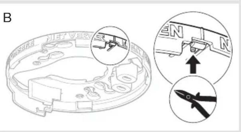 HAGER TG501AL - Bloccaggio facoltativo del rilevato -re sullo zoccolo di fissaggio (Fig. B) - 2