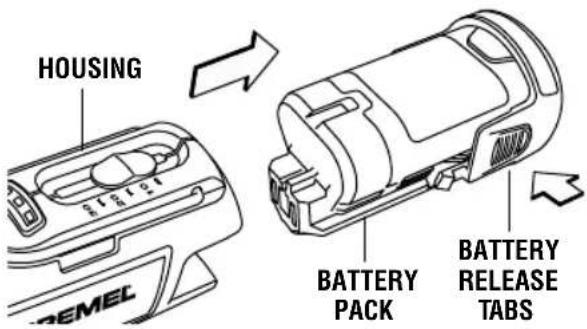 DREMEL 8220 - INSERTING AND RELEASING BATTERY PACK - 1