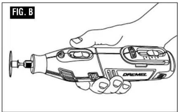 DREMEL 8220 - CAUTION Whenever you hold the tool, be careful not to cover the air vents with your hand. This blocks the air flow and causes the motor to overheat. - 2