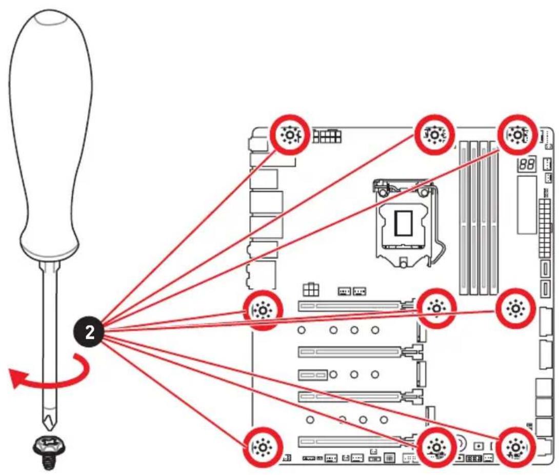 MSI MEG Z390 Godlike - Installing the Motherboard/ Installation des Motherboards/ Installer la carte mère/YcTaHOBKa MaTePNHcKo ПlaTbI - 2