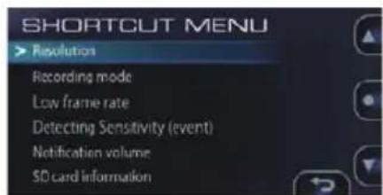 KENWOOD DRV830 - Menu des raccoucis - 2