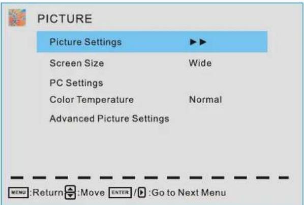 Proscan PLDED5066A - Picture Menu - 1
