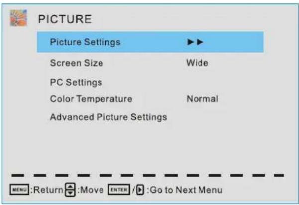 Proscan PLDED5066A - Description du menu principal - 1
