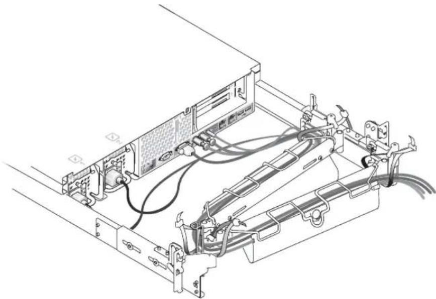 DELL PowerEdge 2850 - VORSICHT: Lassen Sie die Kabel leicht durchhängen, wenn Sie sie um die Scharniere des Kabelfuhrungsarms führen. - 2