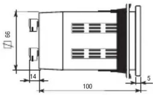 Vemer HT JK1P7A - Dimensions panneau arriere 72X72 mm - 2