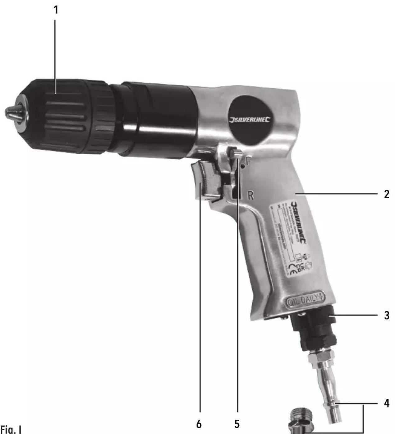 SILVERLINE 793759 - Air Drill Reversible 10mm - 3