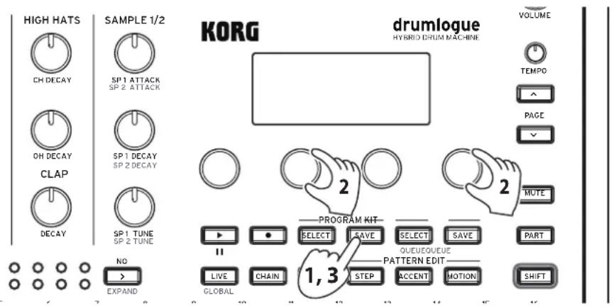 KORG Drumlogue - Sauvegarde d'un programme - 1