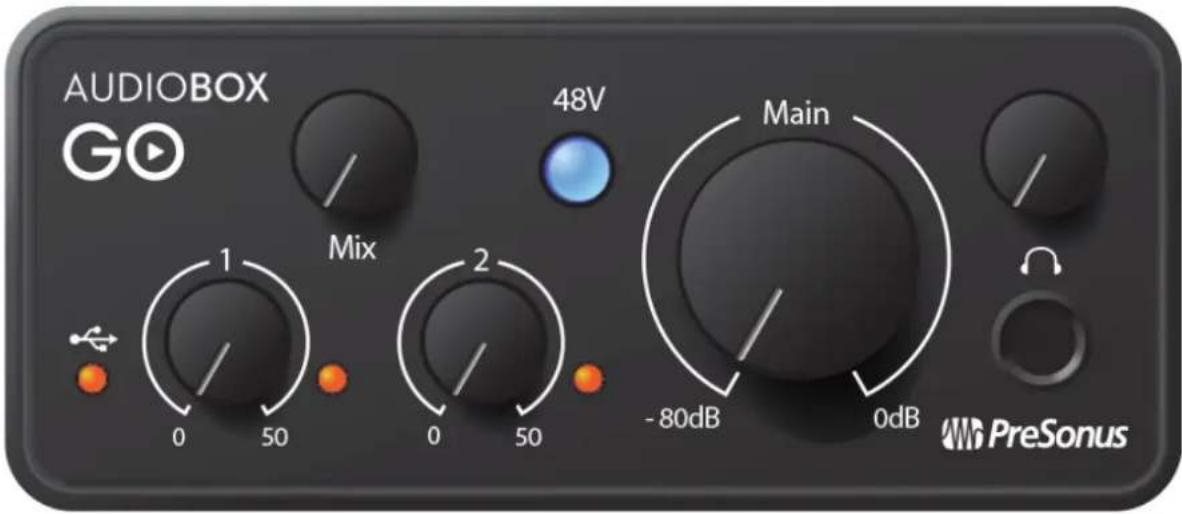 PRESONUS AudioBox GO - Commandes et connexions de la face avant - 1