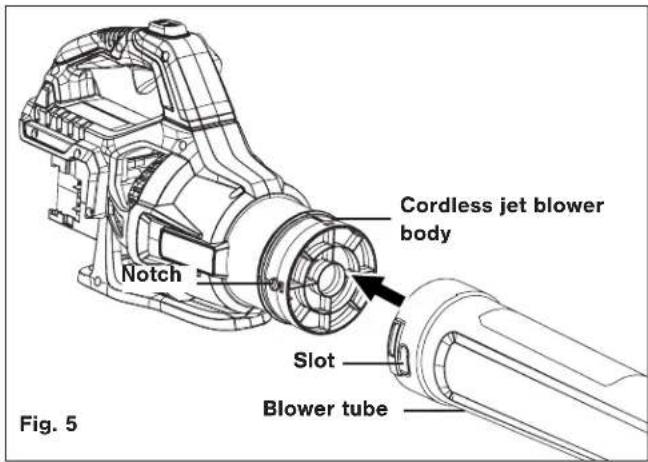 Sun Joe 24VX2JB500 - Attaching the Jet Blower Tube - 1