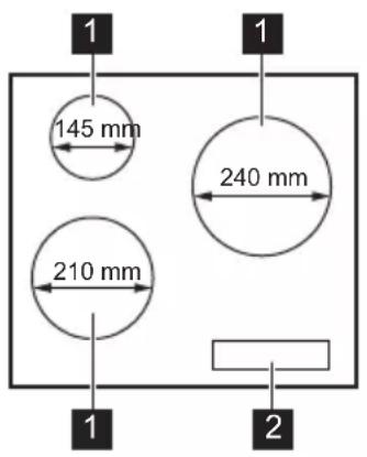 ELECTROLUX CIB60320CK - Distribución de la superficie de cocció - 1