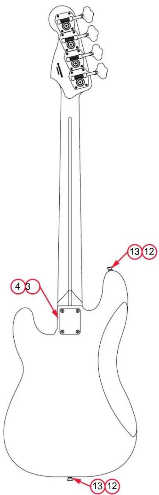 FENDER Vintera '50s Precision Bass - PARTS LAYOUT - 2